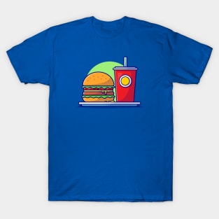 Burger And Soda Cartoon Vector Icon Illustration (2) T-Shirt